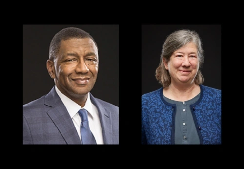  Side by side headshots of Howard Stevenson and Nancy Hornberger side by side