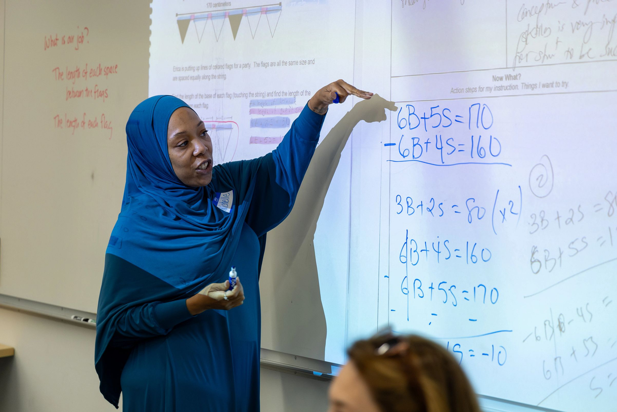 School District of Philadelphia educators participate in a Penn GSE Algebra 1 teaching fellowship class session