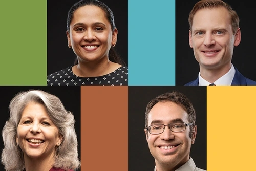 Headshots of Betty Chandy, Zachary Herrmann, Caroline L. Watts, and Ryan S. Baker, 