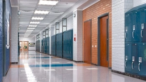 Empty school hallway