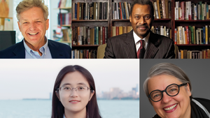 Four photos, clockwise from top left: Richard Ingersoll, John Silvanus Wilson, Jr., Yasmin Kafai, and Shiyan Jiang.